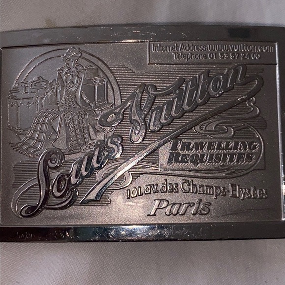 LOUIS VUITTON Black Leather Silver Travelling Belt - Picture 2 of 2